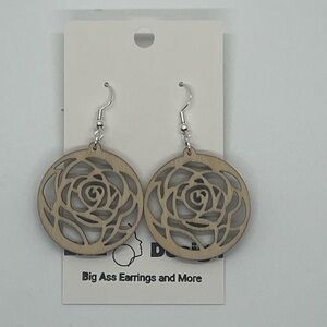 Wooden Rose Earrings